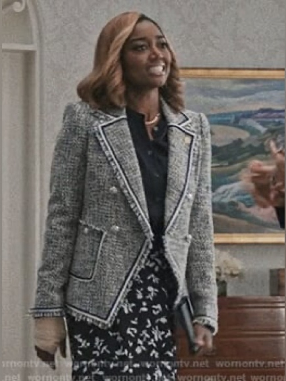 Veronica Beard Theron Tweed Double-Breasted Blazer Jacket Navy White Size 6 - Picture 6 of 15
